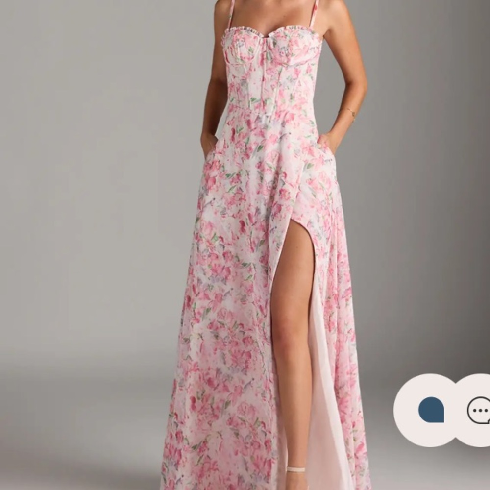 Azazie Holly Pink Floral Maxi Dress
